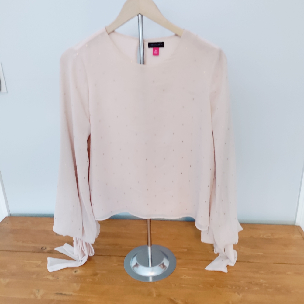 Vince Camuto Beige Women's Blouse With Gold Dots